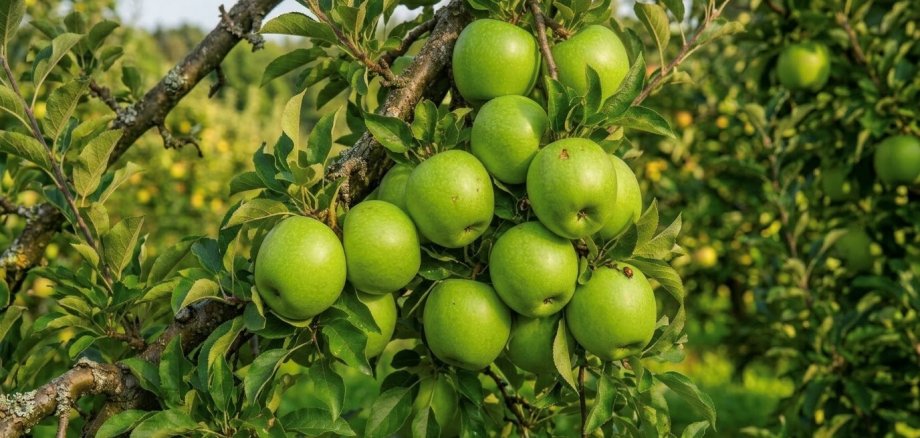 Äpfel an einem Apfelbaum