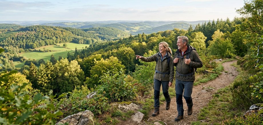 Zwei Wanderer im Westerwald