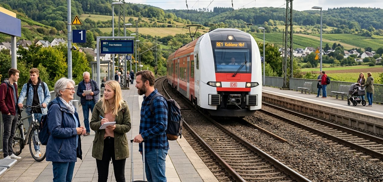 Realistisches, modernes Pressefoto zum Thema Schienenpersonennahverkehr