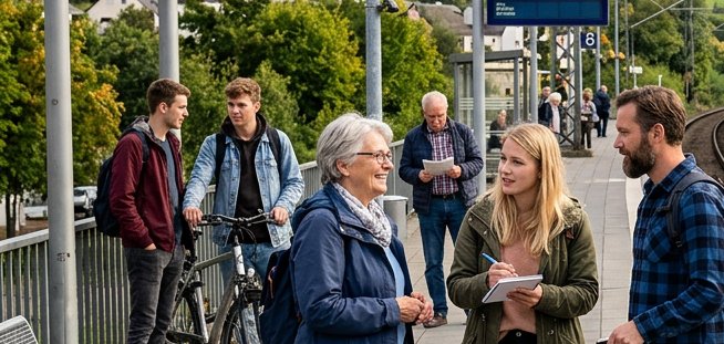 Realistisches, modernes Pressefoto zum Thema Schienenpersonennahverkehr