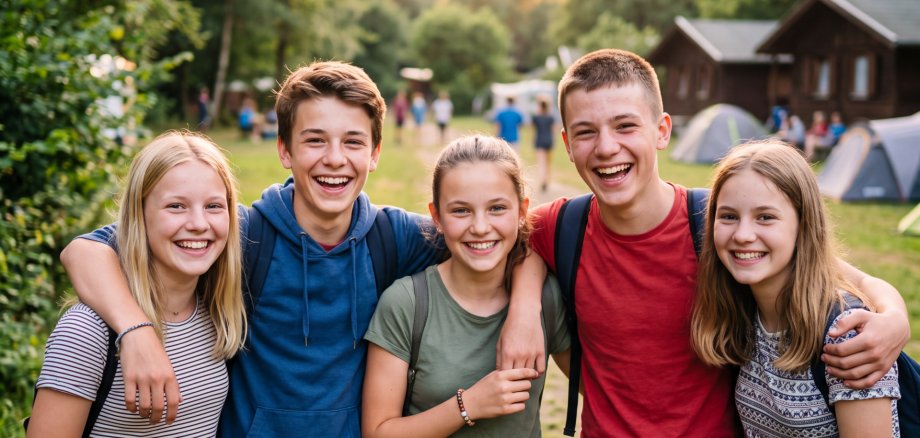 Jugendliche die an einer Ferienfreizeit teilnehemen