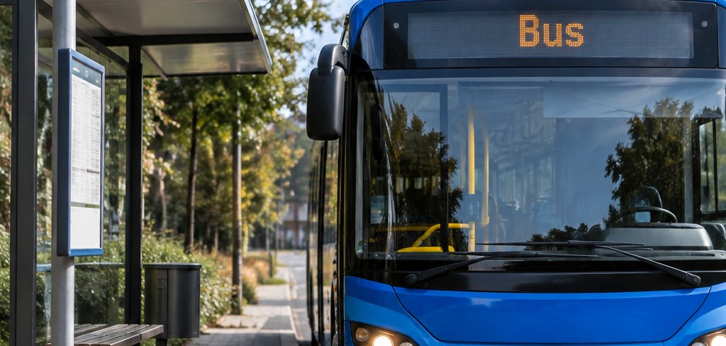 Bus steht an einer Haltestelle