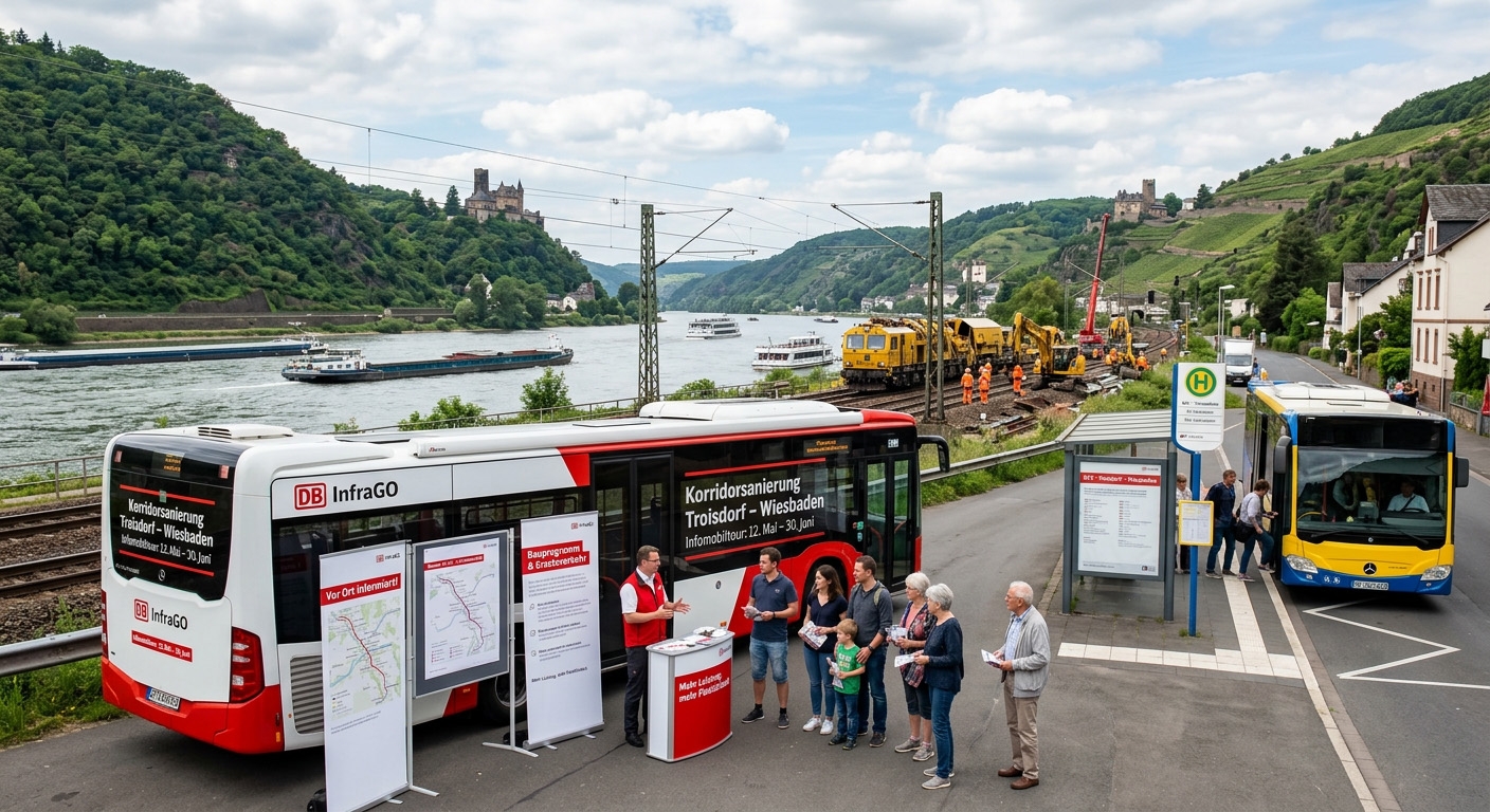 Korridorsanierung Troisdorf – Wiesbaden: DB InfraGO informiert Interessierte im Mai und Juni vor Ort