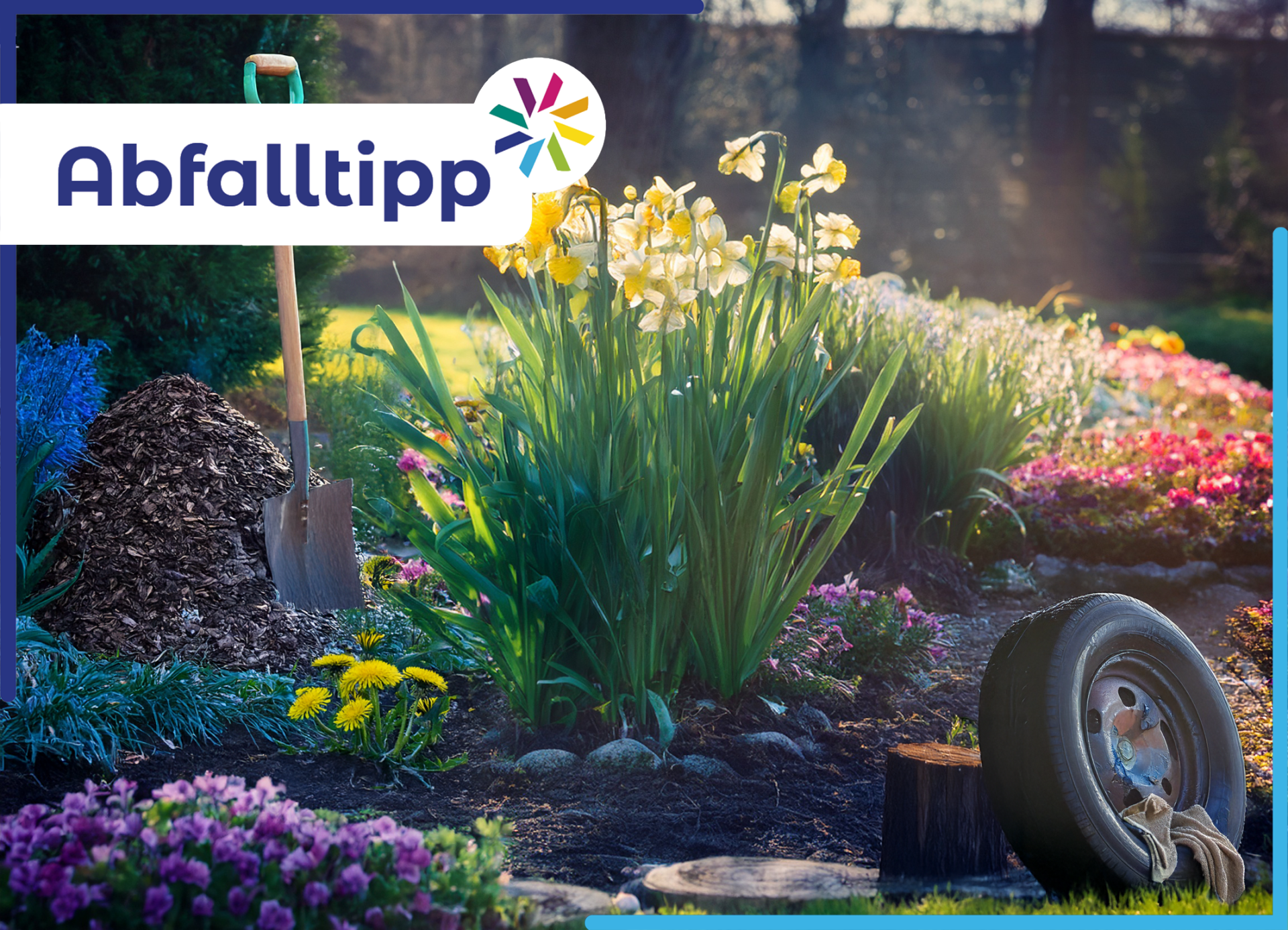 Abfalltipp zum Thema Frühjahrsgarten. Foto: Laura Tries. Teile des Bildmaterials wurden mit Hilfe eines KI-Tools erstellt.  