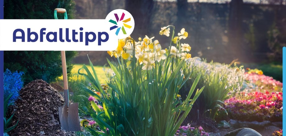 Abfalltipp zum Thema Frühjahrsgarten. Foto: Laura Tries. Teile des Bildmaterials wurden mit Hilfe eines KI-Tools erstellt.