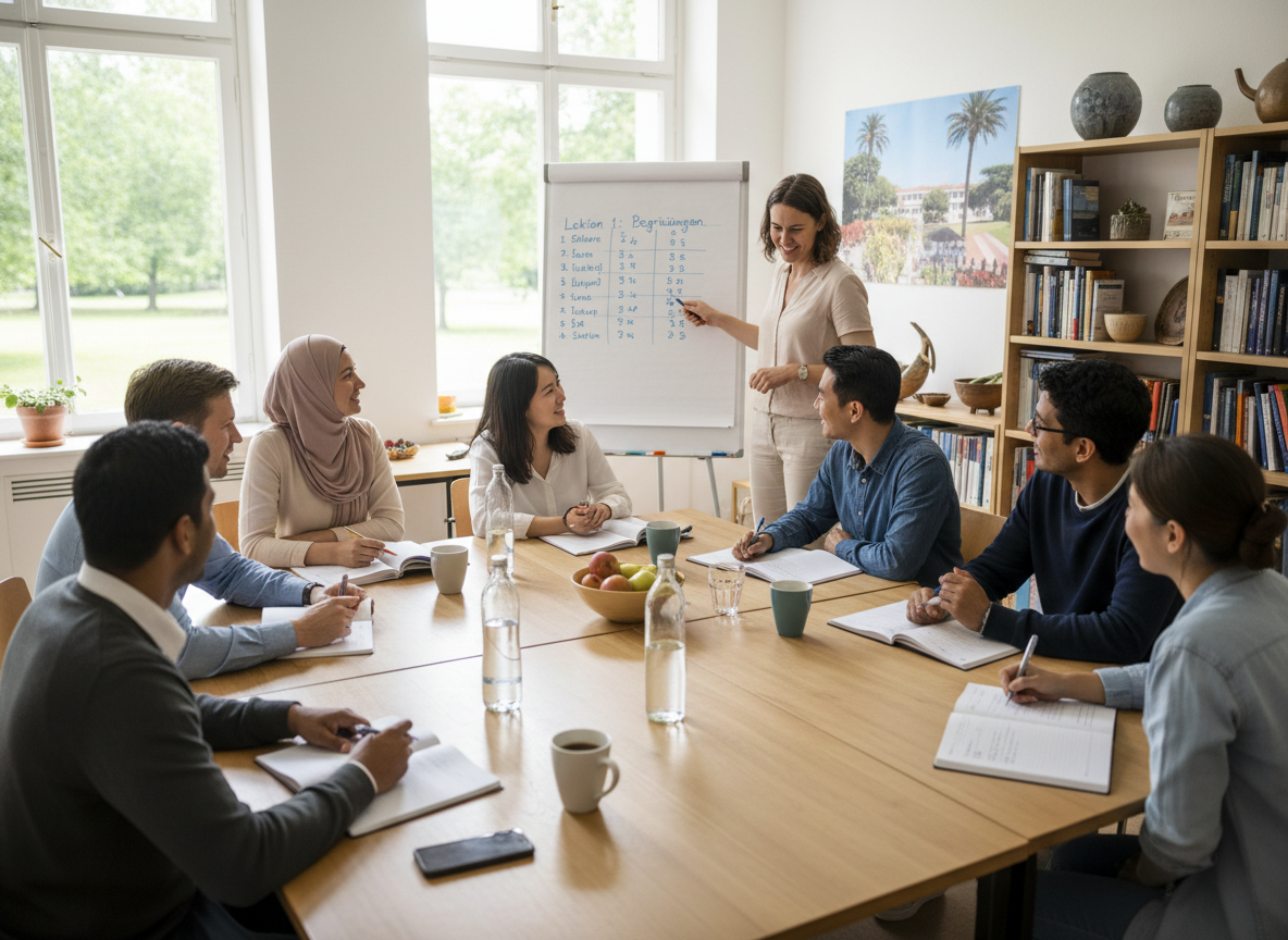 Unterrichtssituation. Deutschkurs für Menschen mit Migrationshintergrund.