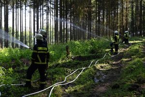 Zur Brandbekämpfung werden mehrere handgeführte Rohre eingesetzt. Foto Matthias Lemgen
