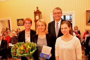 Foto v.l.: Laudatorin Claudia Altwasser (Vizepräsidentin des Landessportbundes Rheinland-Pfalz), Verena Bentele, Landrat Rainer Kaul.