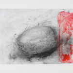 Handabura Mircea / Koblenz / Rot und Schwarz / Kohle, Kohlenstaub, Dispersionsfarbe, Papier / 30 x 36 cm / 250,- €