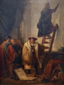 Foto: Titel - Kaiser Maximilian bei Albrecht Dürer, diesem die Leiter haltend
