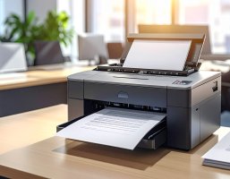 Drucker, der ein Blatt ausdruckt.