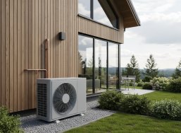 Wärmepumpe an einem Haus