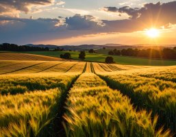 Getreidfeld im Sonnenuntergang